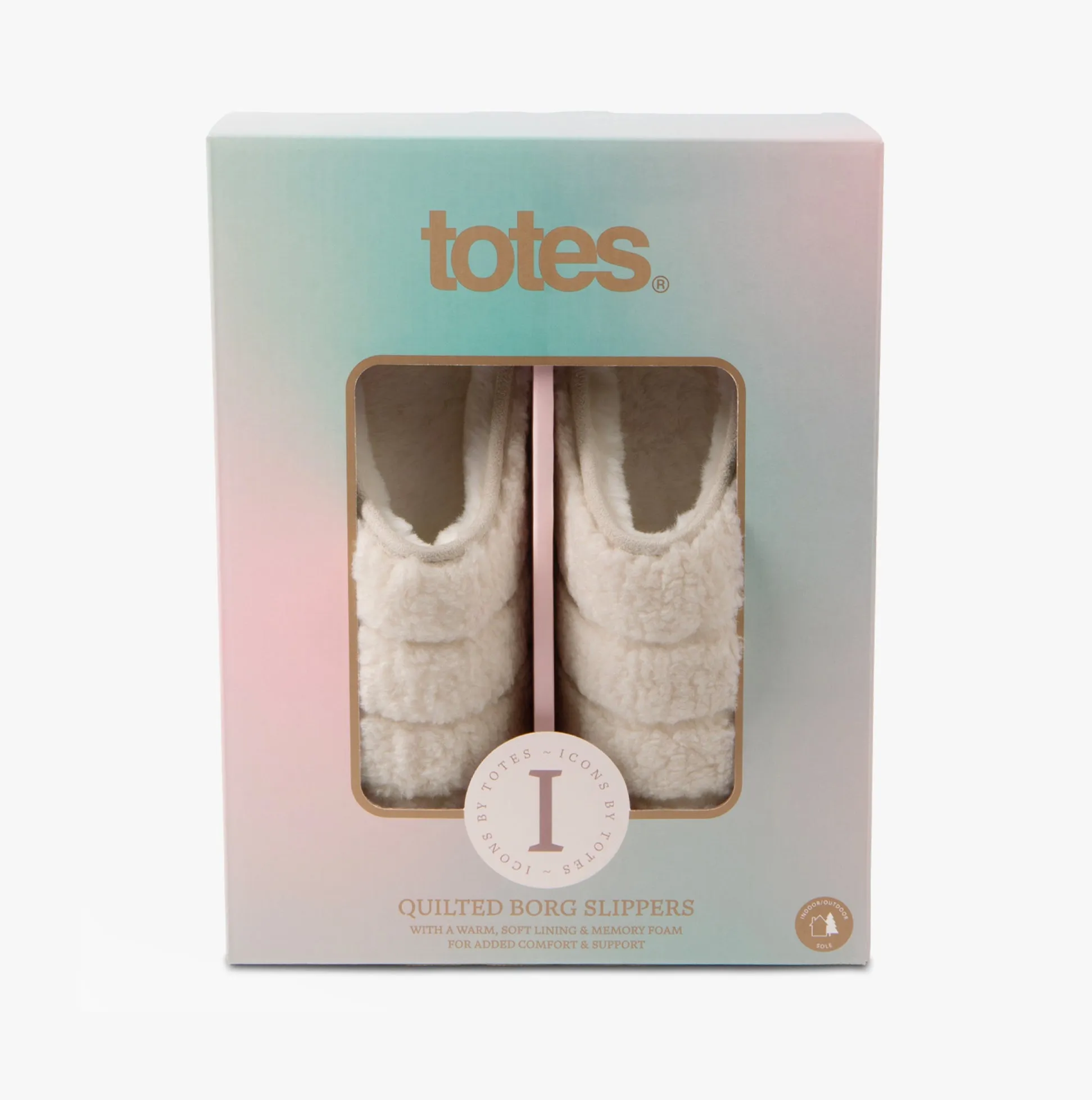 Totes Toasties QUILTED BORG EVA MULE Slippers Womens Cream