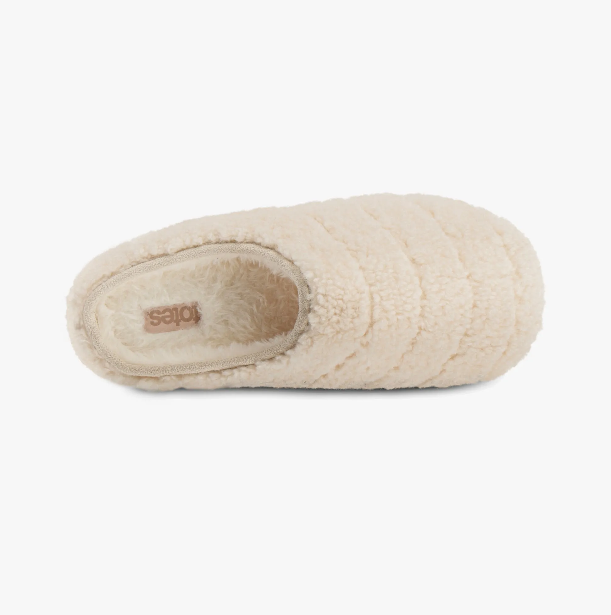 Totes Toasties QUILTED BORG EVA MULE Slippers Womens Cream