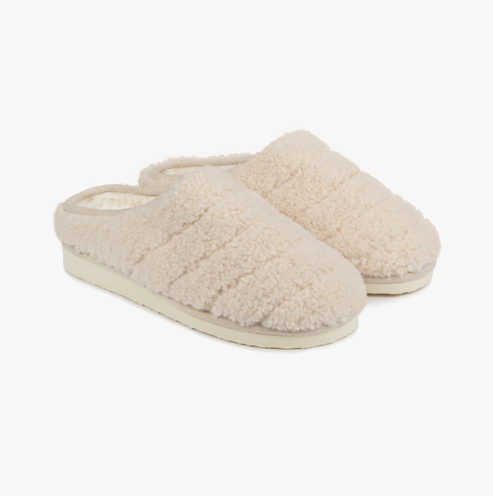 Totes Toasties QUILTED BORG EVA MULE Slippers Womens Cream