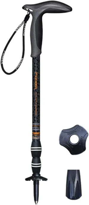 Trekking Poles Telescopic Carbon Fiber Hiking Poles Walking Sticks Lightweight with T Handle and Inner Lock System for Traveling Camping Hiking Mountaineering (Orange)