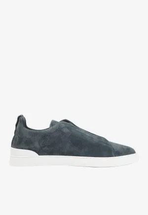 Triple Stitch Low-Top Suede Sneakers