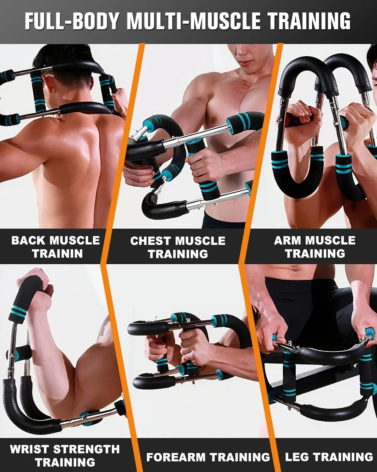 Twister Arm Trainer, 60-100lb Adjustable Chest Workout Equipment, Adjustable Spring Workout Bar for Men & Women, Detachable Power Twister Home Fitness Equipment for Enhancing Upper Body Muscle