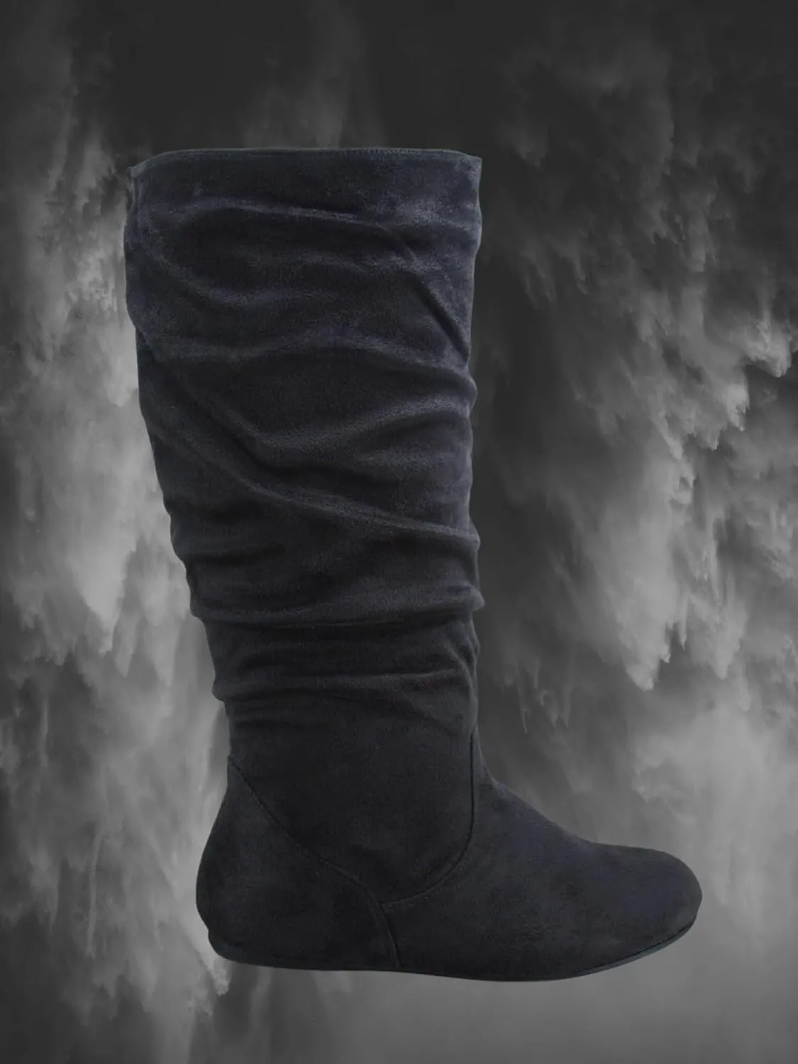 TZ Lily-01 Women's Pull Up Closed Round Toe Flat Heel Slouchy Mid-Calf Casual Boots