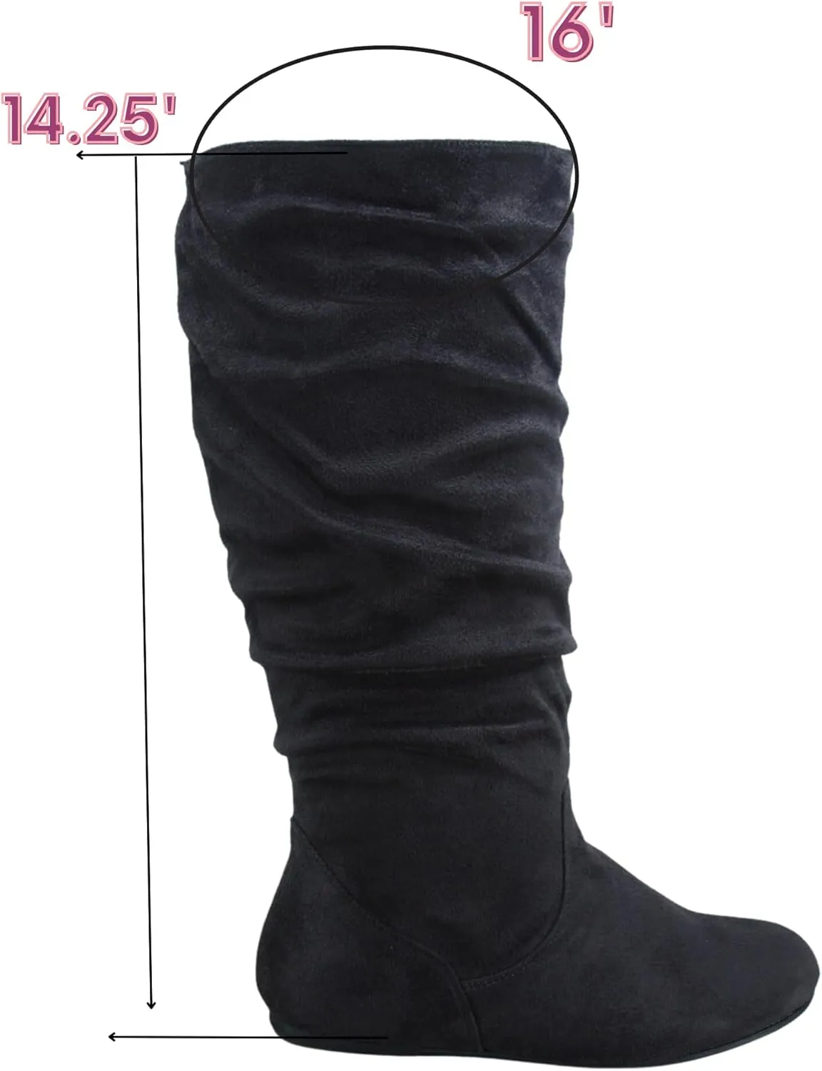 TZ Lily-01 Women's Pull Up Closed Round Toe Flat Heel Slouchy Mid-Calf Casual Boots