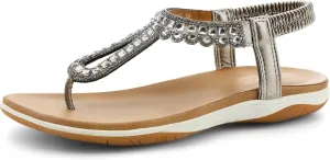 UBFEN Womens Flat Sandals Dress Braided T-Strap Thong Sandals with Arch Support Comfortable for Walking