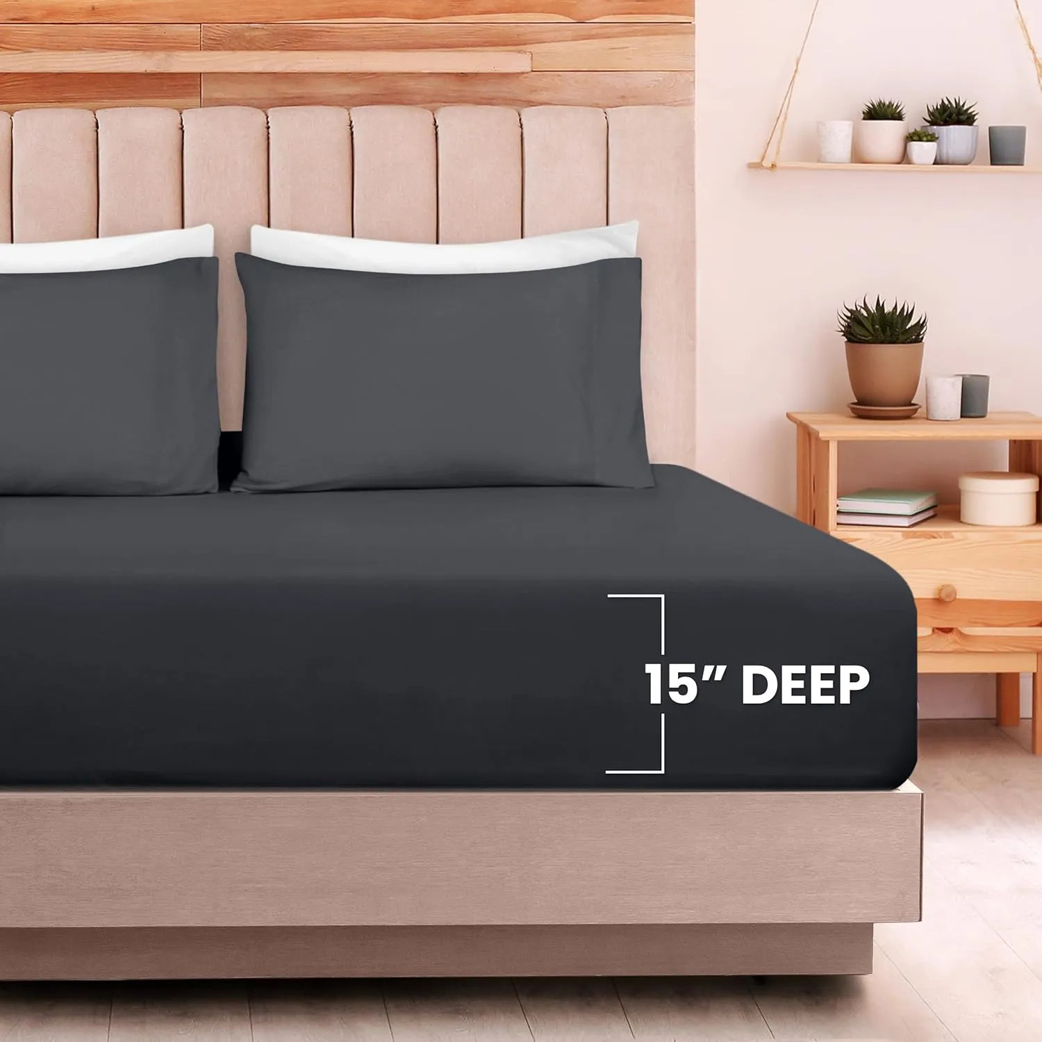 Utopia Bedding Queen Sheet Set - Jersey Knit Sheets 4 Piece Queen Jersey Sheet Set – Cotton Jersey Sheets – Soft T-Shirt Stretchy Sheets (Queen, Dark Grey)