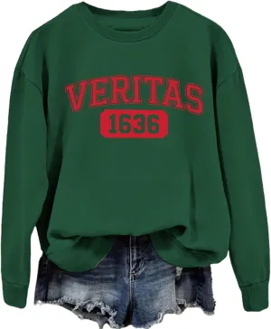 Veritas Sweatshirt Support Harvard Resistance Shirt Women's Veritas Long sleeves Round neck Sweatshirt