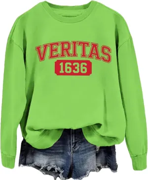 Veritas Sweatshirt Support Harvard Resistance Shirt Women's Veritas Long sleeves Round neck Sweatshirt