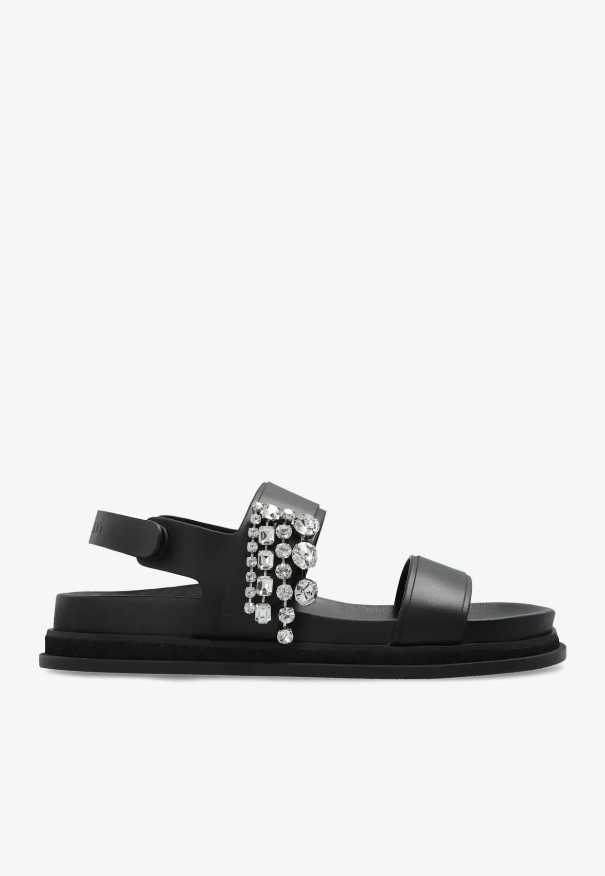Verity Leather Crystal Flat Sandals