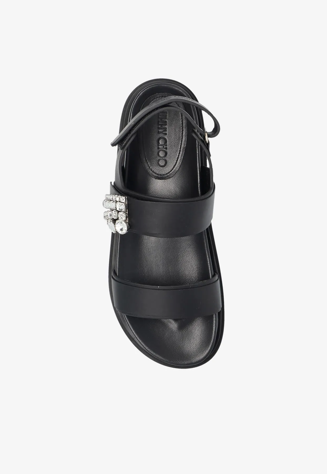 Verity Leather Crystal Flat Sandals
