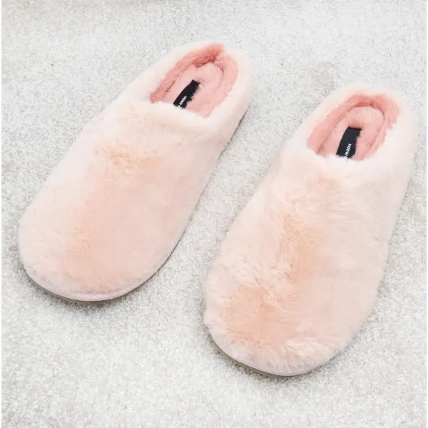 Vero Moda EMILY Womens Faux Fur Mule Slippers Misty Rose