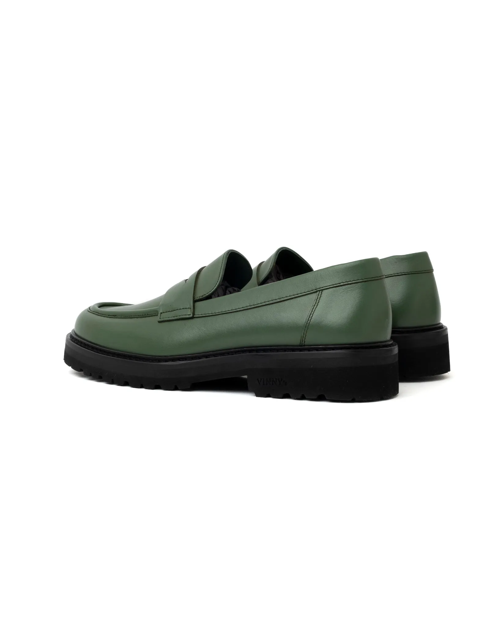 Vinny's Richee Penny Loafer Green Leather