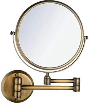 Wall Mounted Makeup Mirror 360 Degree Rotation Dressing Table Mirror Vanity Mirrors with 3X Magnification Round(Bronze,10.5 inches)