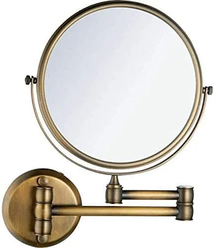 Wall Mounted Makeup Mirror 360 Degree Rotation Dressing Table Mirror Vanity Mirrors with 3X Magnification Round(Bronze,10.5 inches)