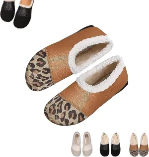 Warm and Luxurious Winter Leather Shoes for Women, Casual Walking Shoes with Orthopedic Arch Support, Warm Winter Sneakers