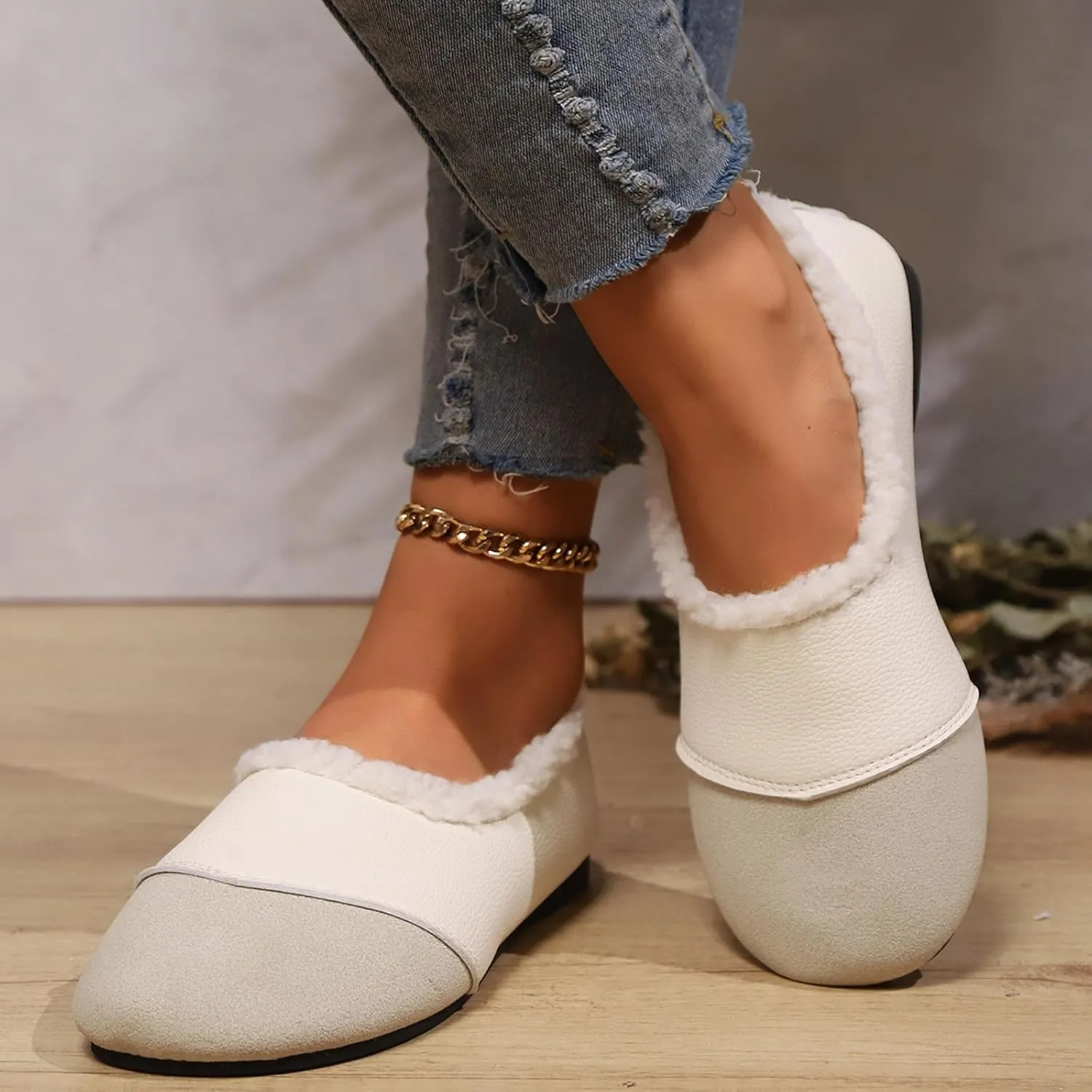 Warm and Luxurious Winter Leather Shoes for Women, Warm Plush Lining with Orthopedic Arch Support, Casual Walking Shoes