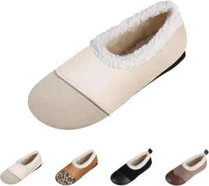 Warm and Luxurious Winter Leather Shoes for Women, Warm Plush Lining with Orthopedic Arch Support, Casual Walking Shoes