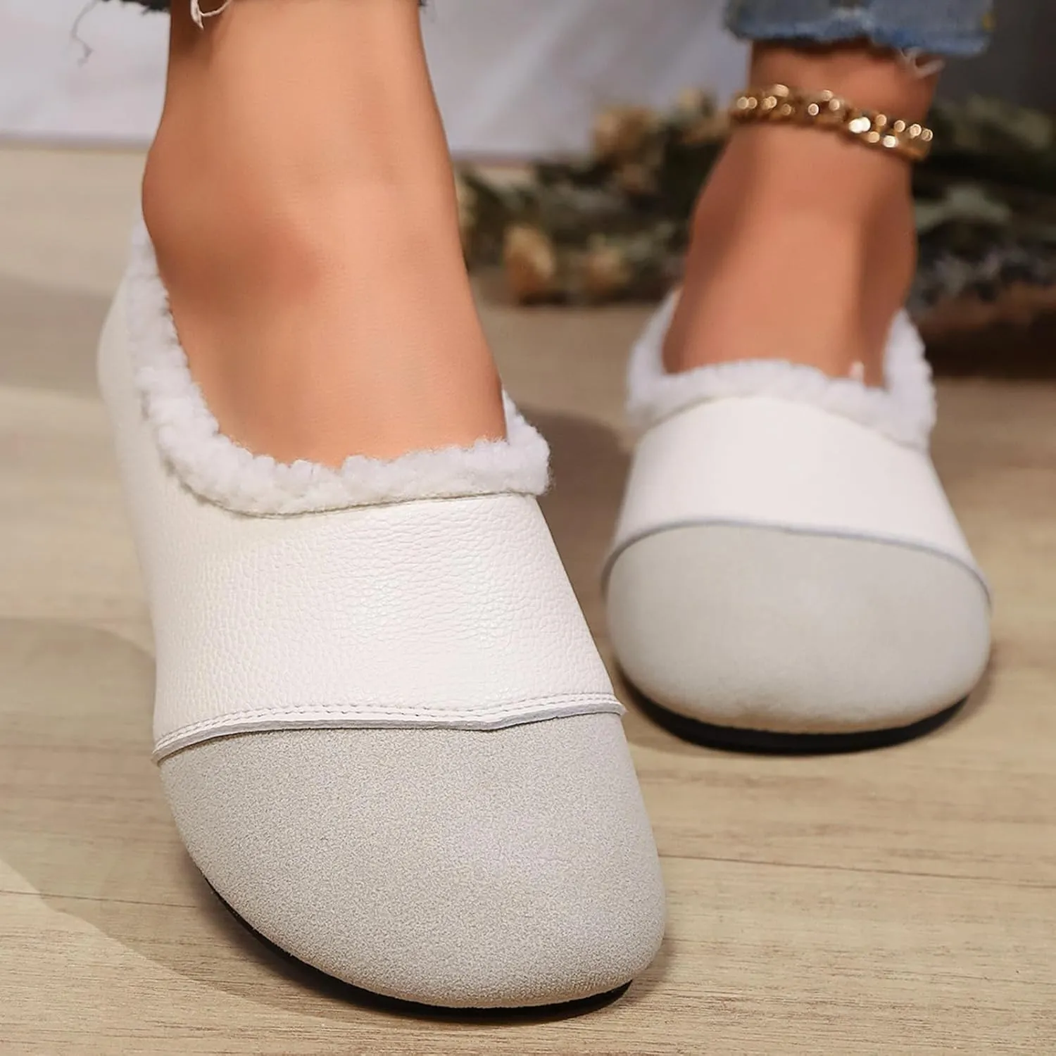 Warm and Luxurious Winter Leather Shoes for Women, Warm Plush Lining with Orthopedic Arch Support, Casual Walking Shoes