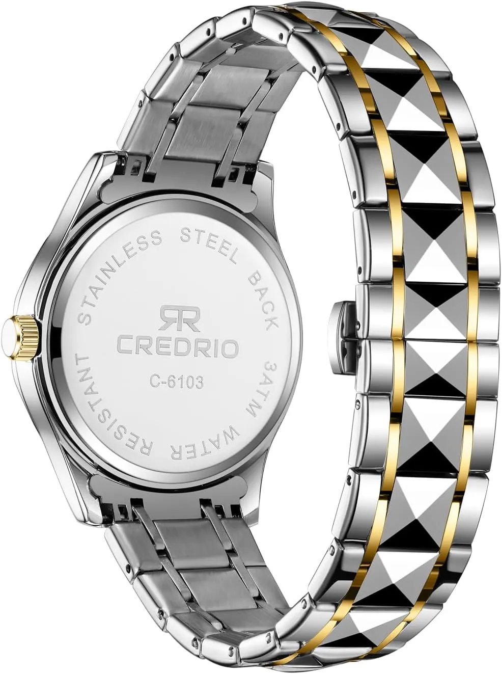 Watch for Men Stainless Steel Waterproof Diamond Business Dress Analog Quartz Luminous Date Two Tone Luxury Casual Wrist Watch