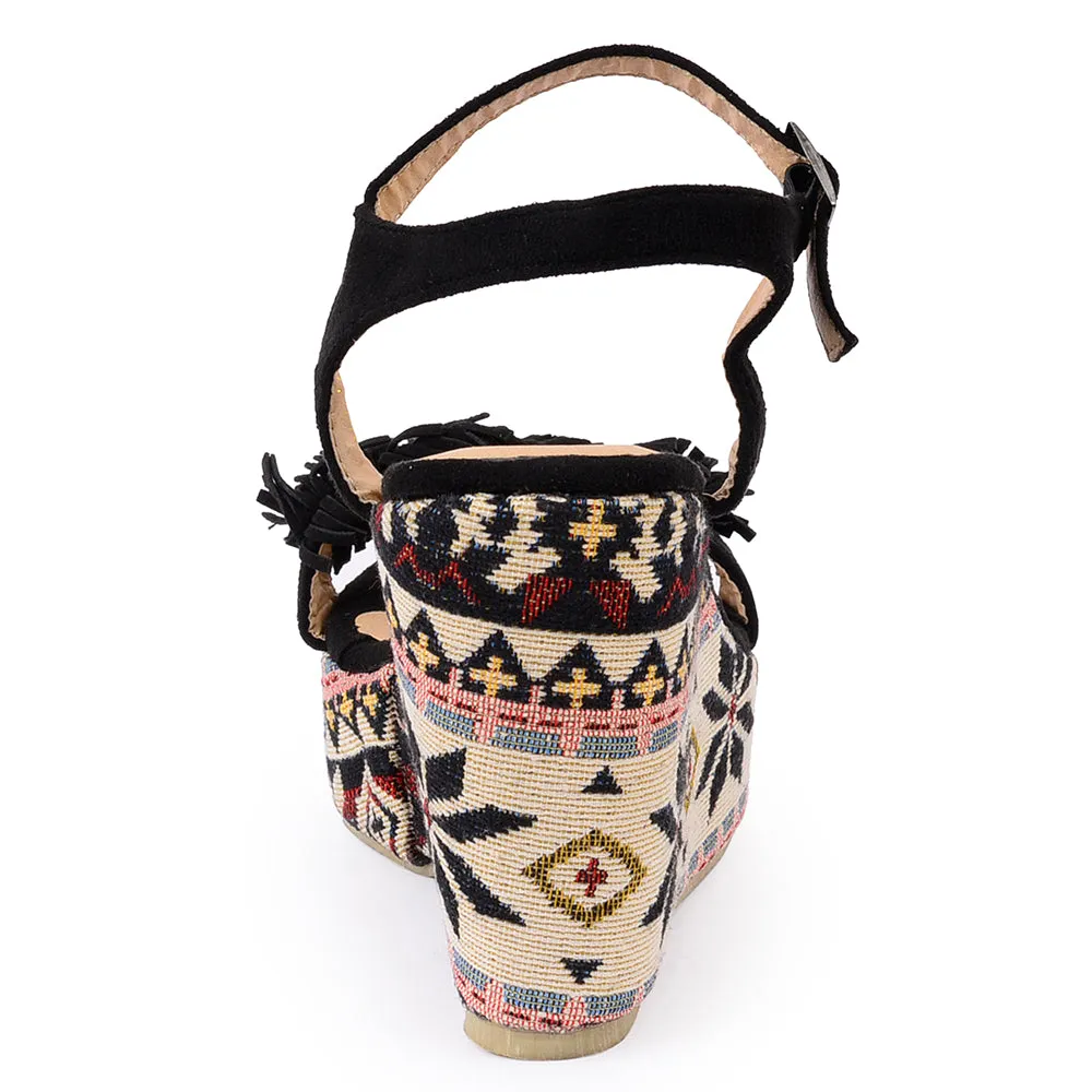 Wedge fringe sandal