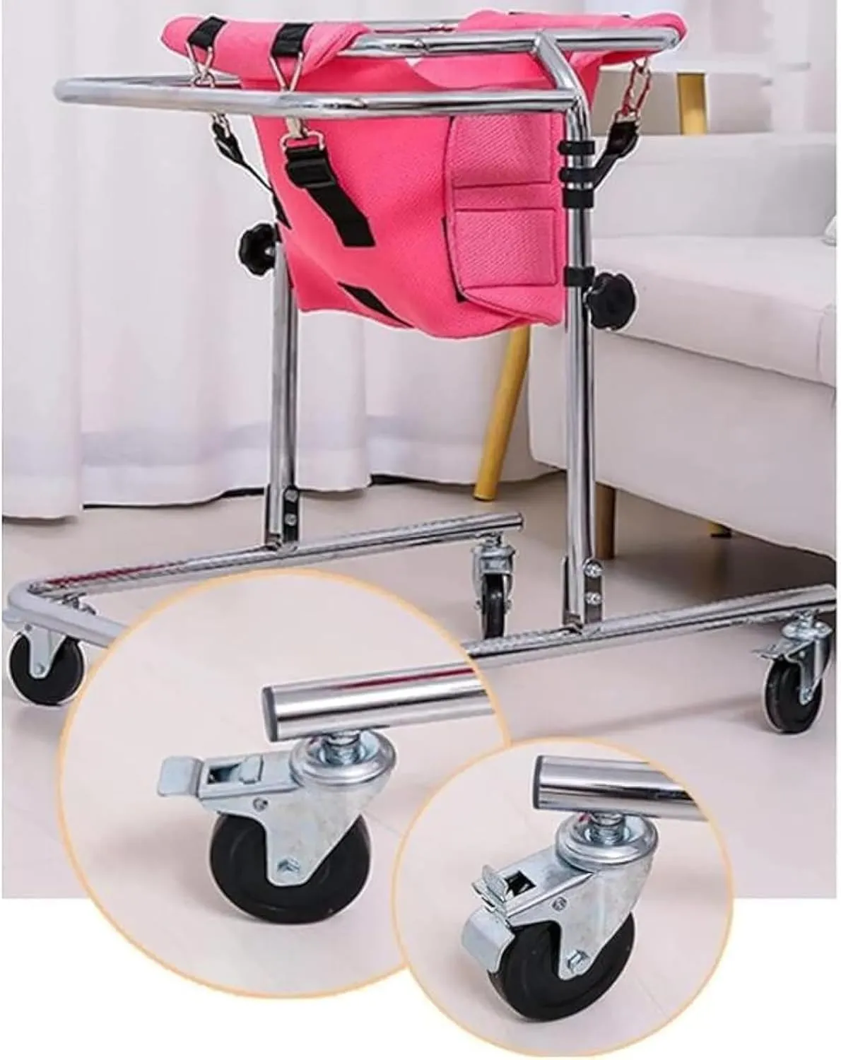 Wheeled Walker for Children with Cerebral Palsy, Adjustable Height, Suitable for Height 31"- 47", Rehabilitation Standing Frame Walker Walking Aid for Disabled(Blue)