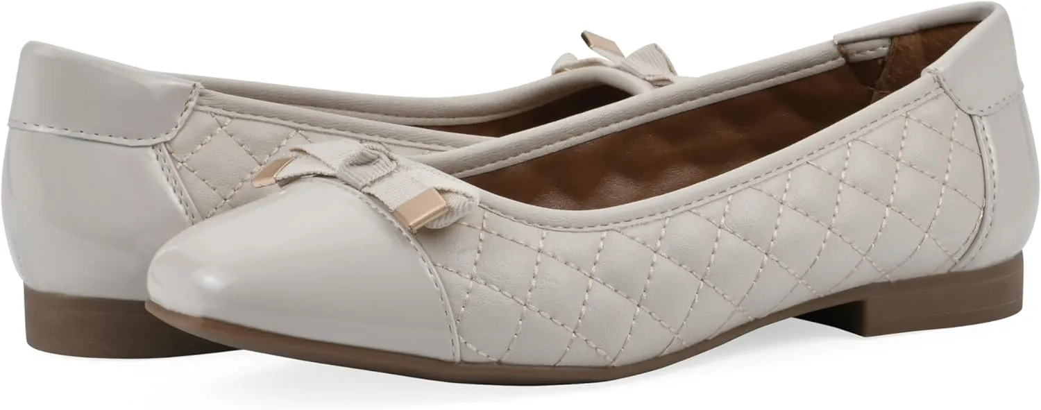 WHITE MOUNTAIN Women's Bocah Diamond Quilted Cap Toe Ballet Flat