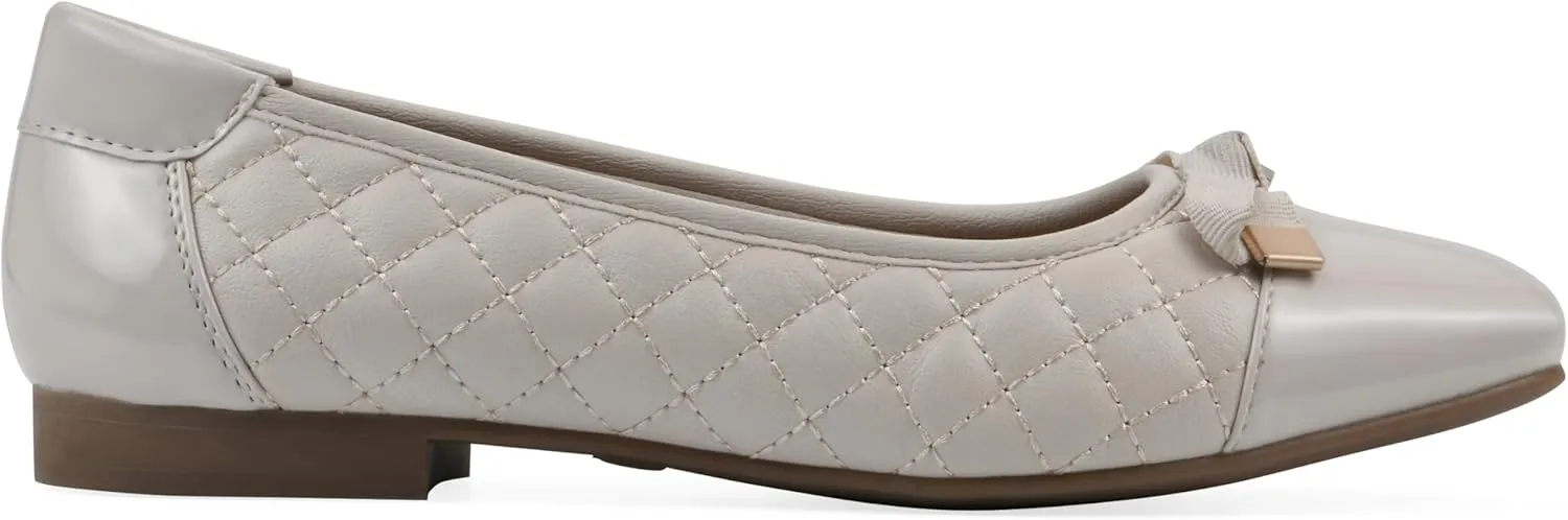 WHITE MOUNTAIN Women's Bocah Diamond Quilted Cap Toe Ballet Flat