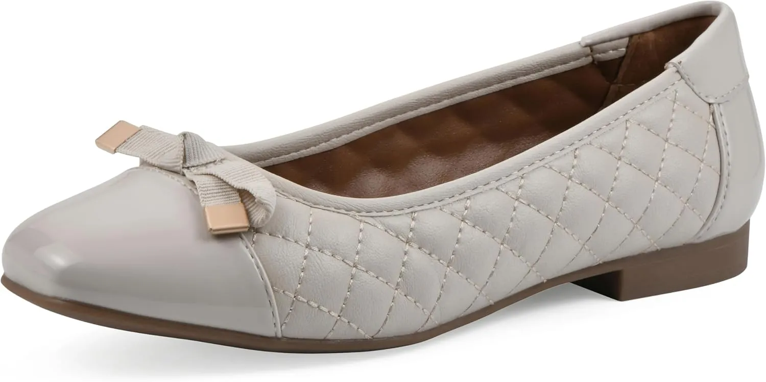 WHITE MOUNTAIN Women's Bocah Diamond Quilted Cap Toe Ballet Flat