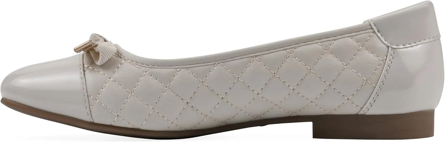 WHITE MOUNTAIN Women's Bocah Diamond Quilted Cap Toe Ballet Flat