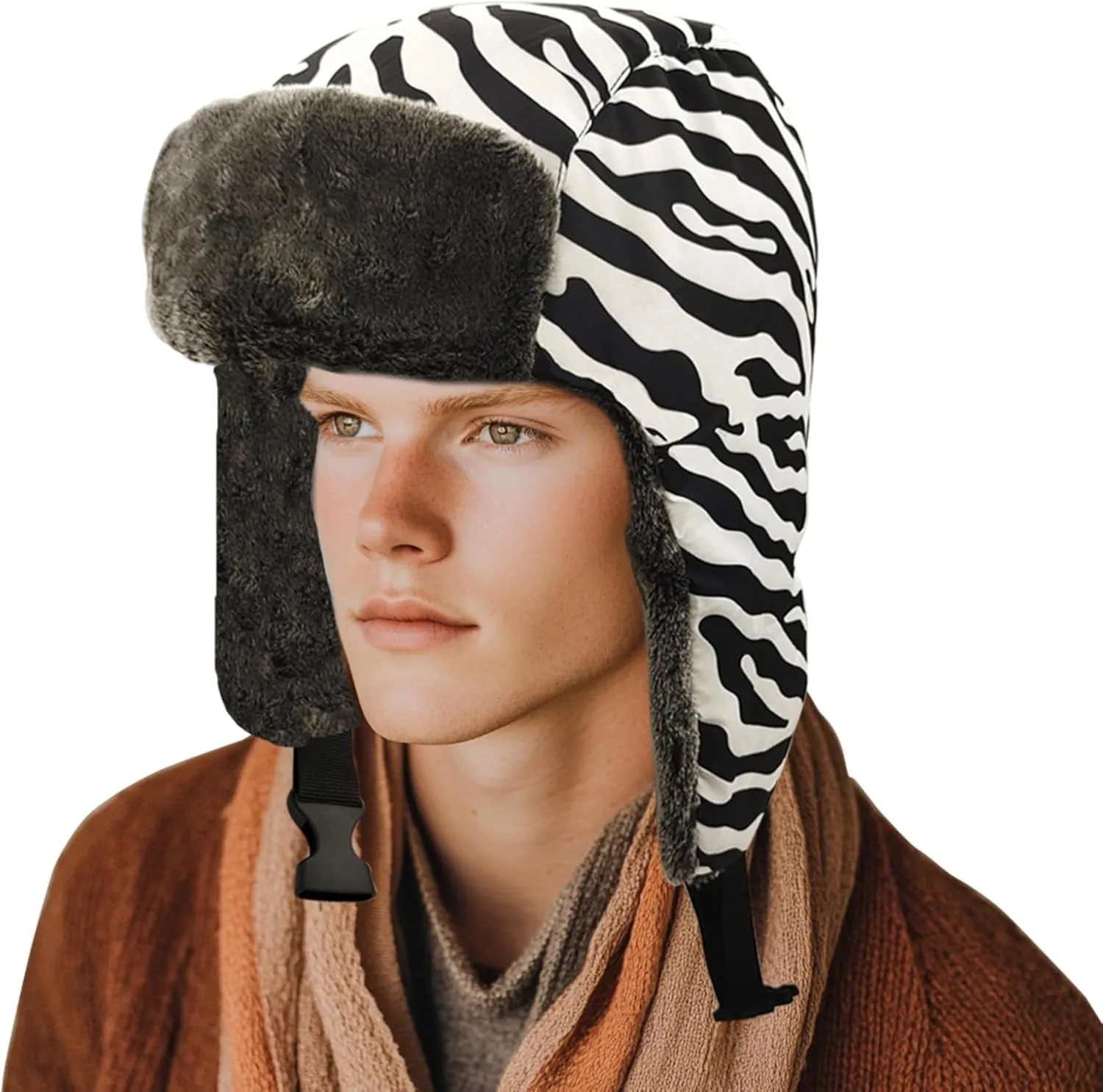 Winter Hunter Hat for Men and Women with Buttons for Cold Weather Warm Aviator Hat