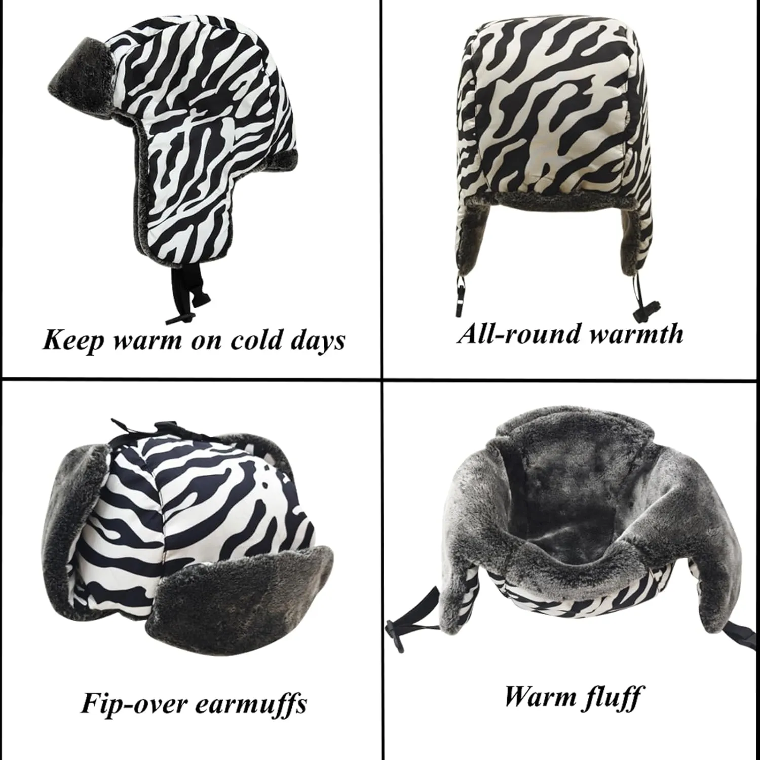 Winter Hunter Hat for Men and Women with Buttons for Cold Weather Warm Aviator Hat