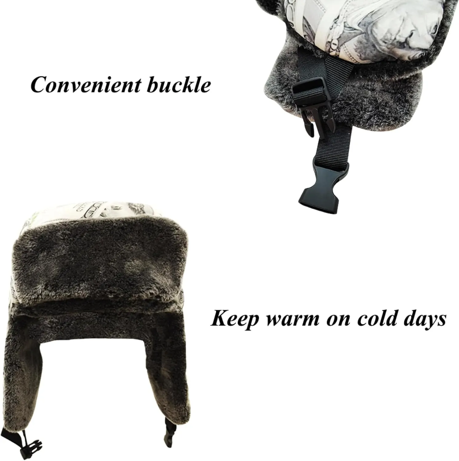 Winter Hunter Hat for Men and Women with Buttons for Cold Weather Warm Aviator Hat