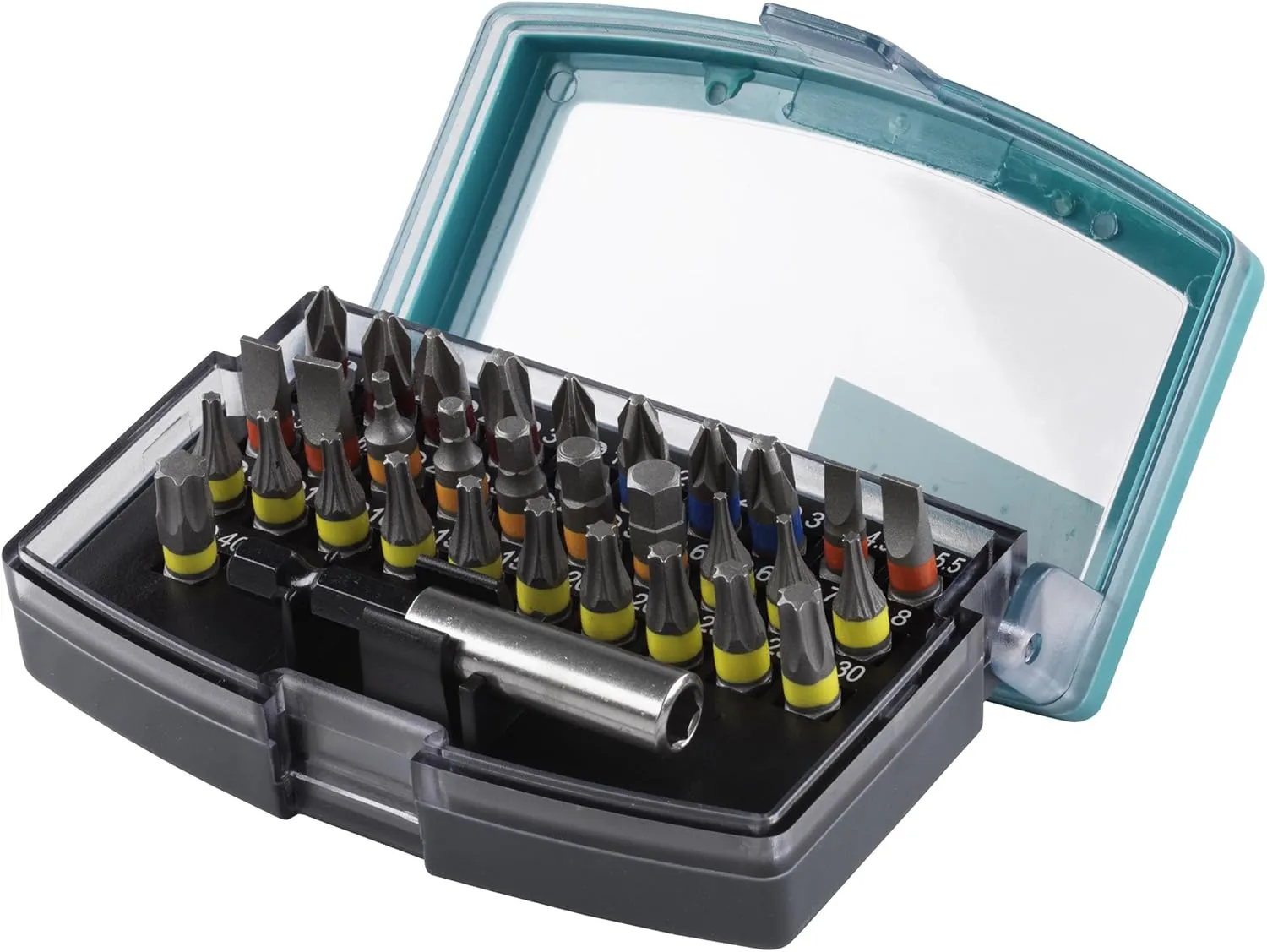 wolfcraft Bit Box, Flat-Slotted/Crosshead (PH/PZ) / TORX® (T) / Hexagonal, 32 Pcs. I 2975000 I Bit Box, Flat-Slotted/Crosshead (PH/PZ) / TORX® (T) / Hexagonal, 32 Pcs.