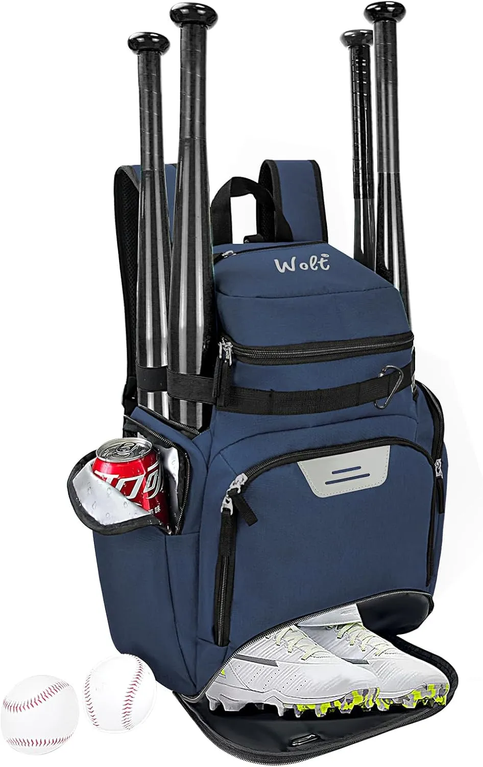 WOLT Baseball Bag Backpack for Youth and Adults-Softball Bag with Separate Helmet Compartment and Shoes Pocket,Multifunctional Sport Backpack for Baseball, Volleyball,Basketball, Soccer