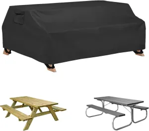 WOMACO Waterproof Picnic Table Cover, Heavy Duty 96 inches Patio Outdoor Table & Bench Cover for Winter, Water-Resistant 8ft Picnic Table Tarp (‎8ft-96in)
