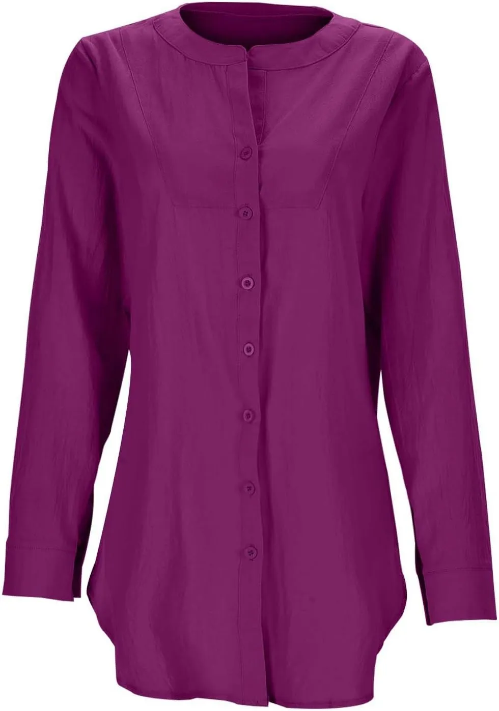 Women Button Down Linen Shirts Roll Up Sleeve 3/4 Sleeve Summer Tops Loose Fit Casual V Neck Blouse 2025 Trendy Outfit