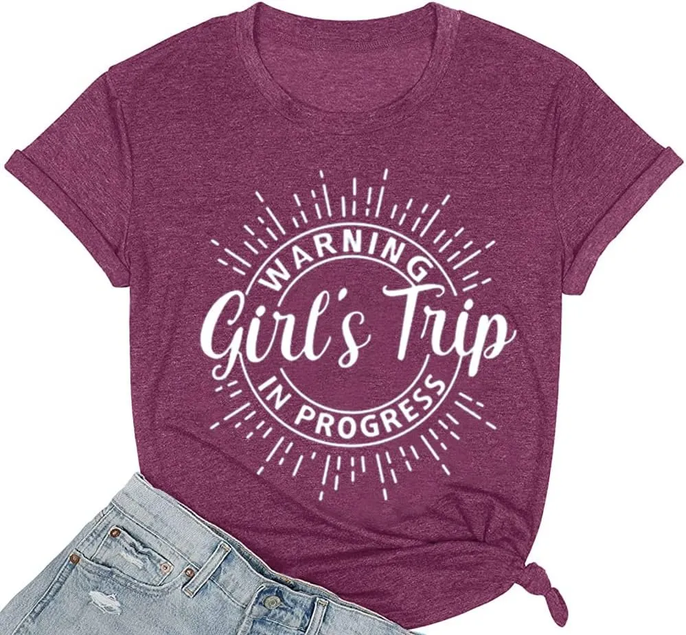 Women Vacation Tank Tops Summer Warning Girls Trip in Progress Shirts Letter Printed Graphic Sleeveless Tee