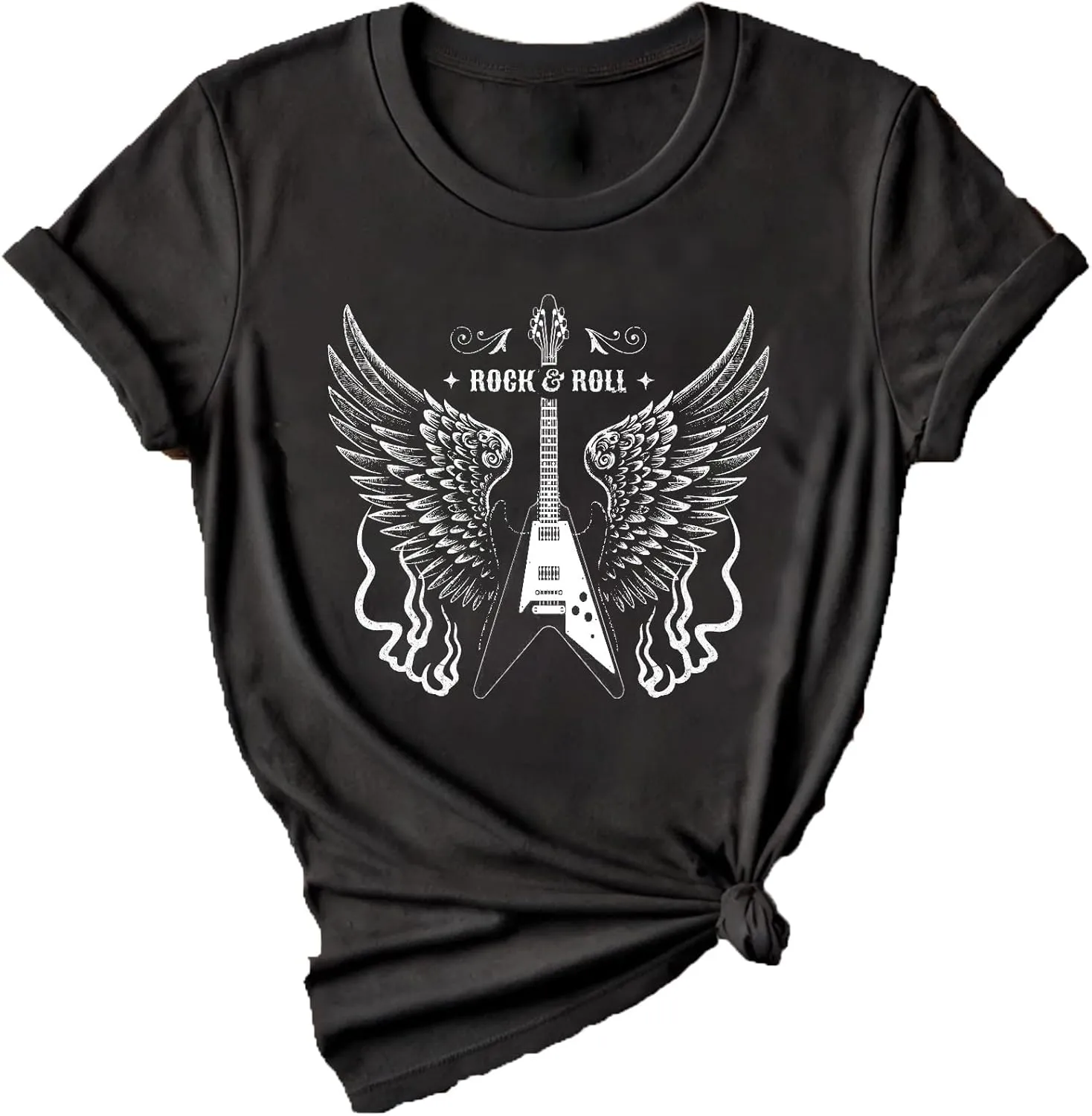 Women Vintage Rock T Shirts Summer Casual Loose Fit Short Sleeve Country Rock Band T-Shirts
