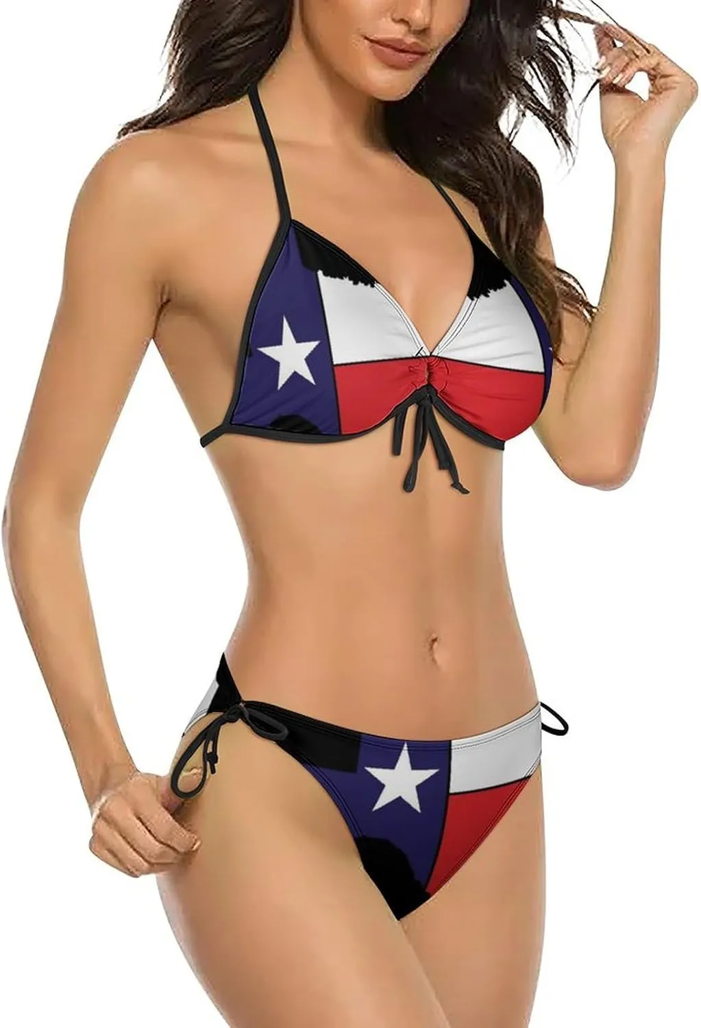 Women's Bikini Set Two Piece Swimsuit Spaghetti Strap Top Triangle Bikini Cheeky Beach Bathing Suits