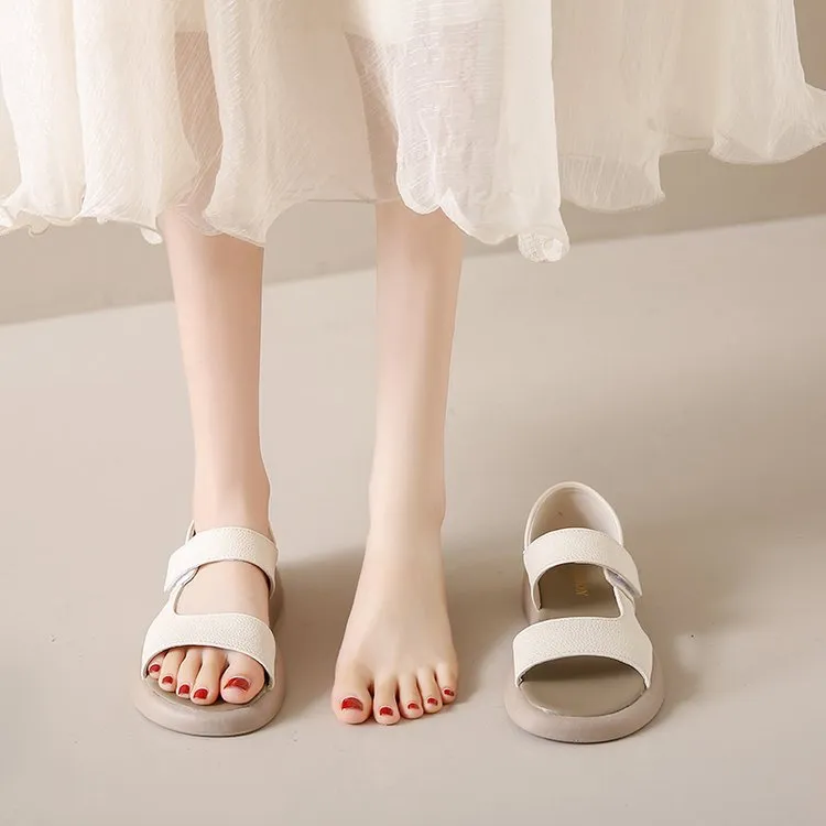 Women’s Flat Sandals: Simple Toe, Thick Bottom, Fairy Style