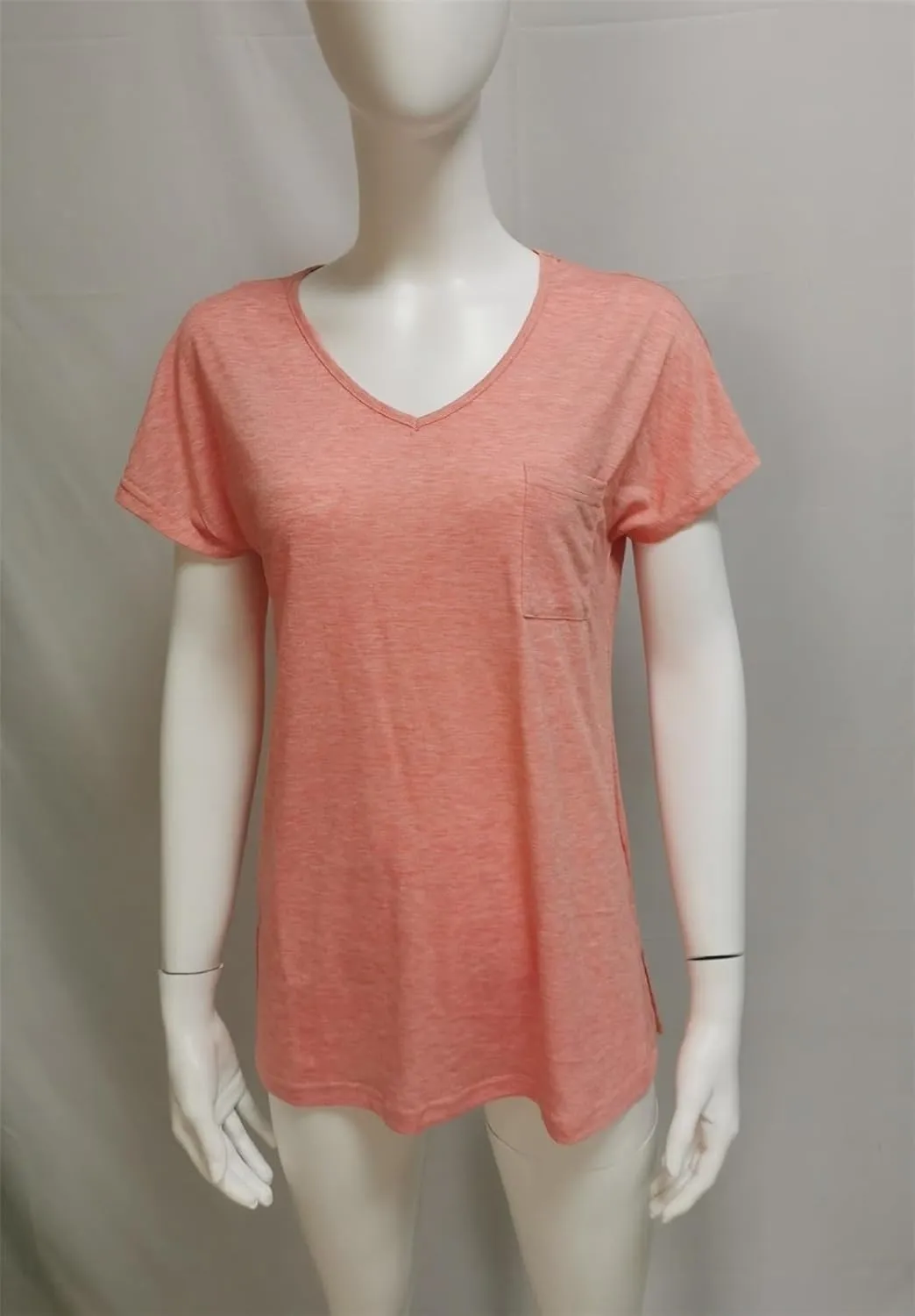 Women's Summer V-Neck Slim T-Shirt Loose Cotton Short Sleeve Tops Casual Urban Style