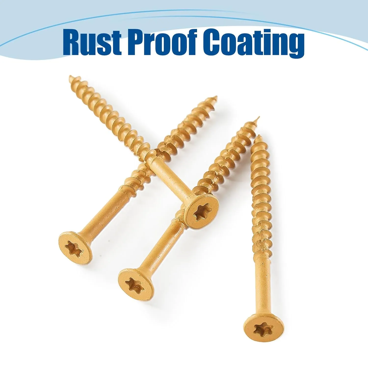 Wood Screws #10×4″, 200 Pcs, Deck Screws, Rust Resistant, Exterior Epoxy Coated, Outdoor Decking Screws, Torx/Star Drive Head Deck Screw, 2 Pcs T25 Star Bit Included, Tan