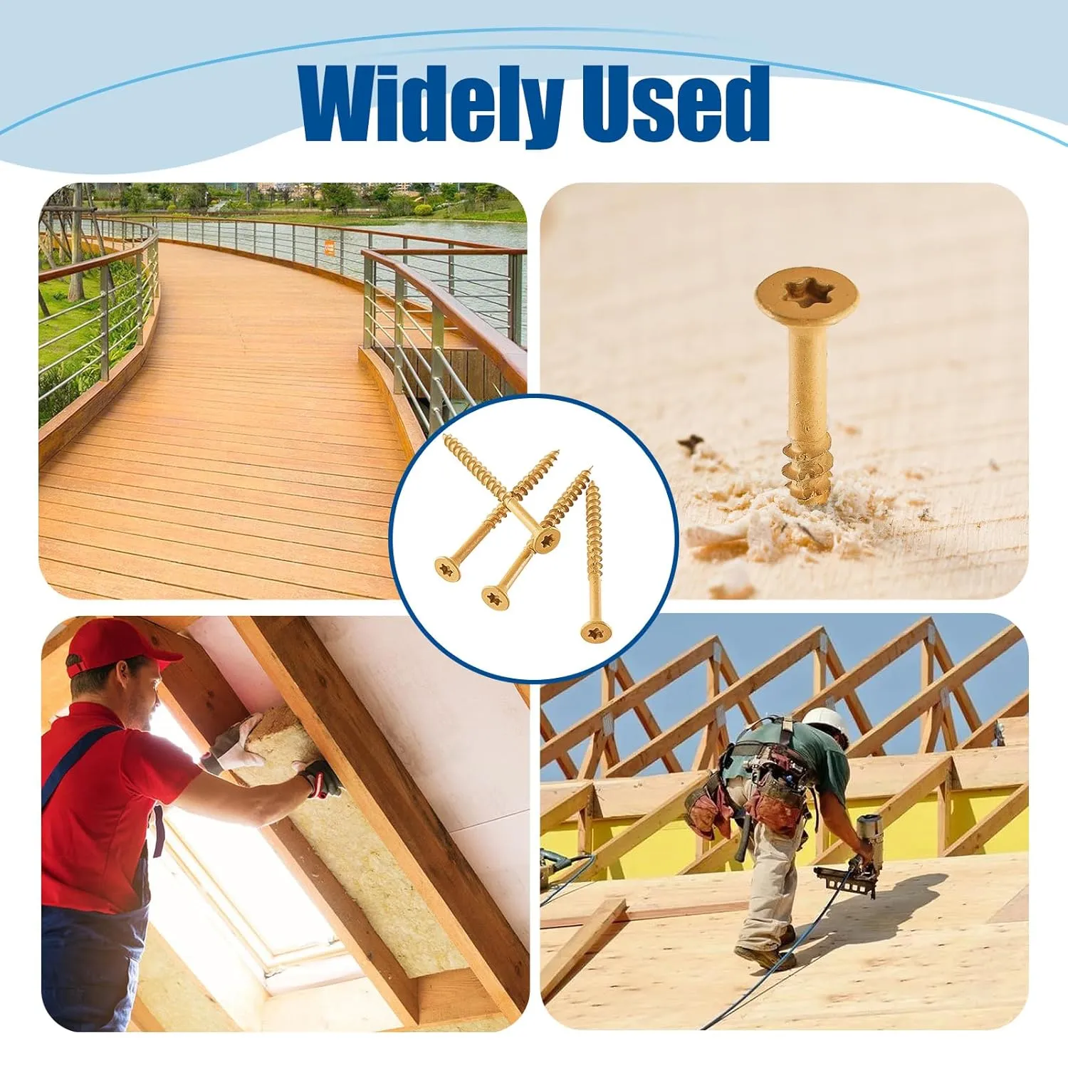 Wood Screws #10×4″, 200 Pcs, Deck Screws, Rust Resistant, Exterior Epoxy Coated, Outdoor Decking Screws, Torx/Star Drive Head Deck Screw, 2 Pcs T25 Star Bit Included, Tan