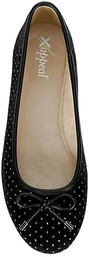 XAPPEAL Cailin - Women's Slip-On Round Toe Bow Accented Dress Ballet Flats