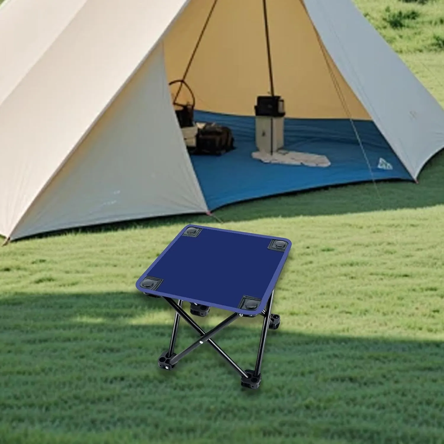 Yiju Camping Stool Camp Stool Folding Stool Camping Chair Foldable Footstool Recliner Foot Rest for Fishing Festival, Dark Blue