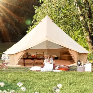 YOLENY Bell Ten 4/6/8/10 Person 4 Season, Yurt Tent Waterproof Glamping Tents w/Stove Jack for Family Camping Outdoor Party, Glamping Tents for Camping - 9.8/13.1/16.4FT