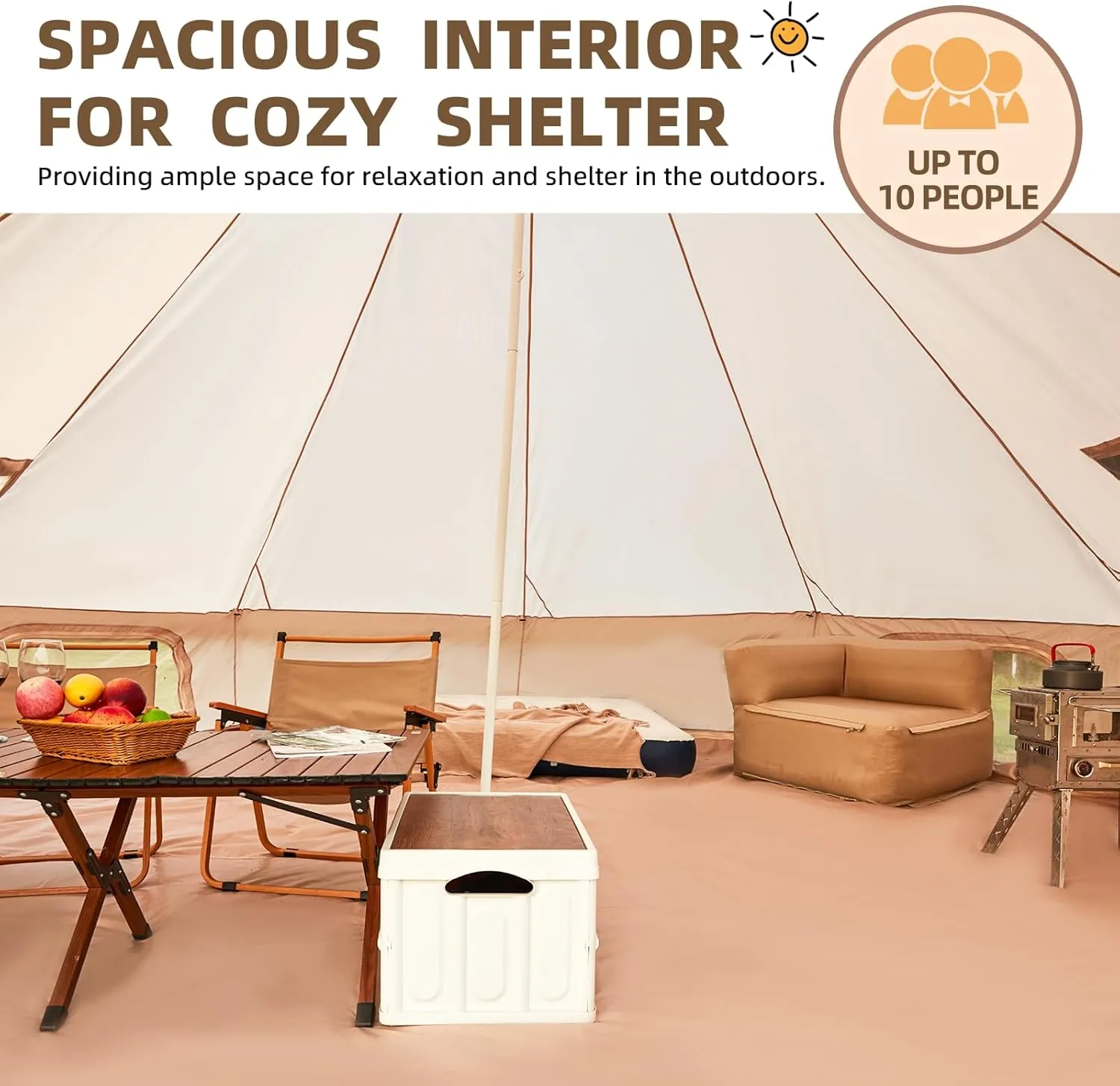 YOLENY Bell Ten 4/6/8/10 Person 4 Season, Yurt Tent Waterproof Glamping Tents w/Stove Jack for Family Camping Outdoor Party, Glamping Tents for Camping - 9.8/13.1/16.4FT