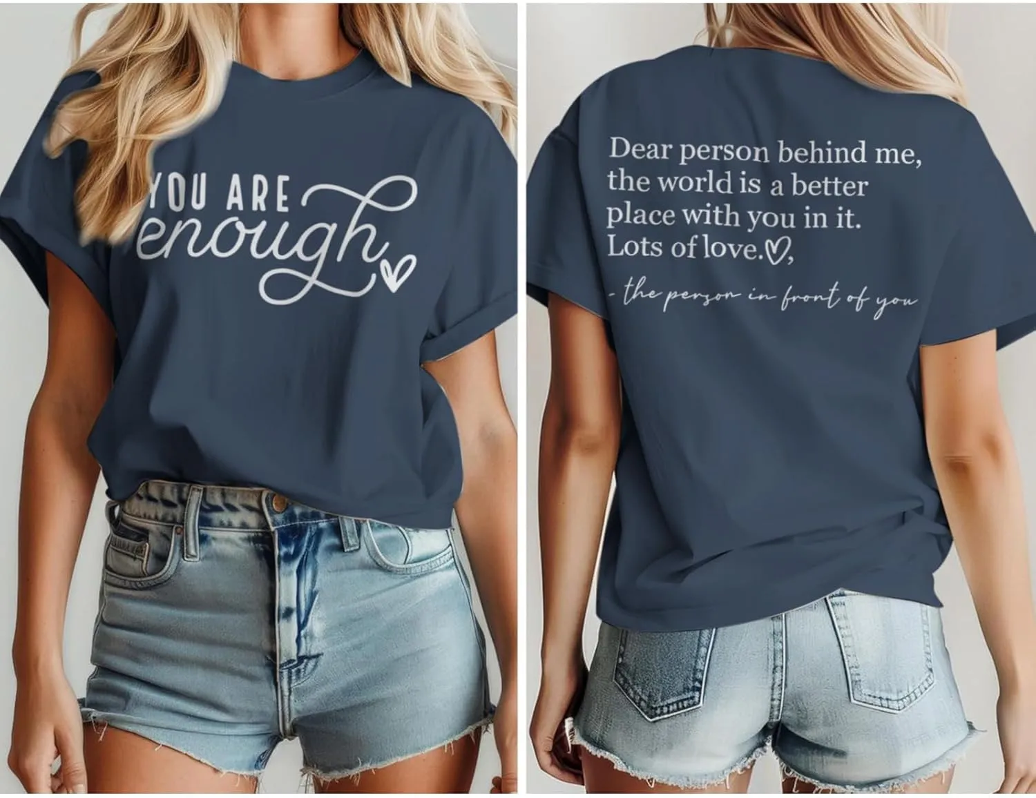 You are Enough Dear Person Behind Me Shirt Women Mental Health Matters Inspirational Tshirts Positive Tees Tops