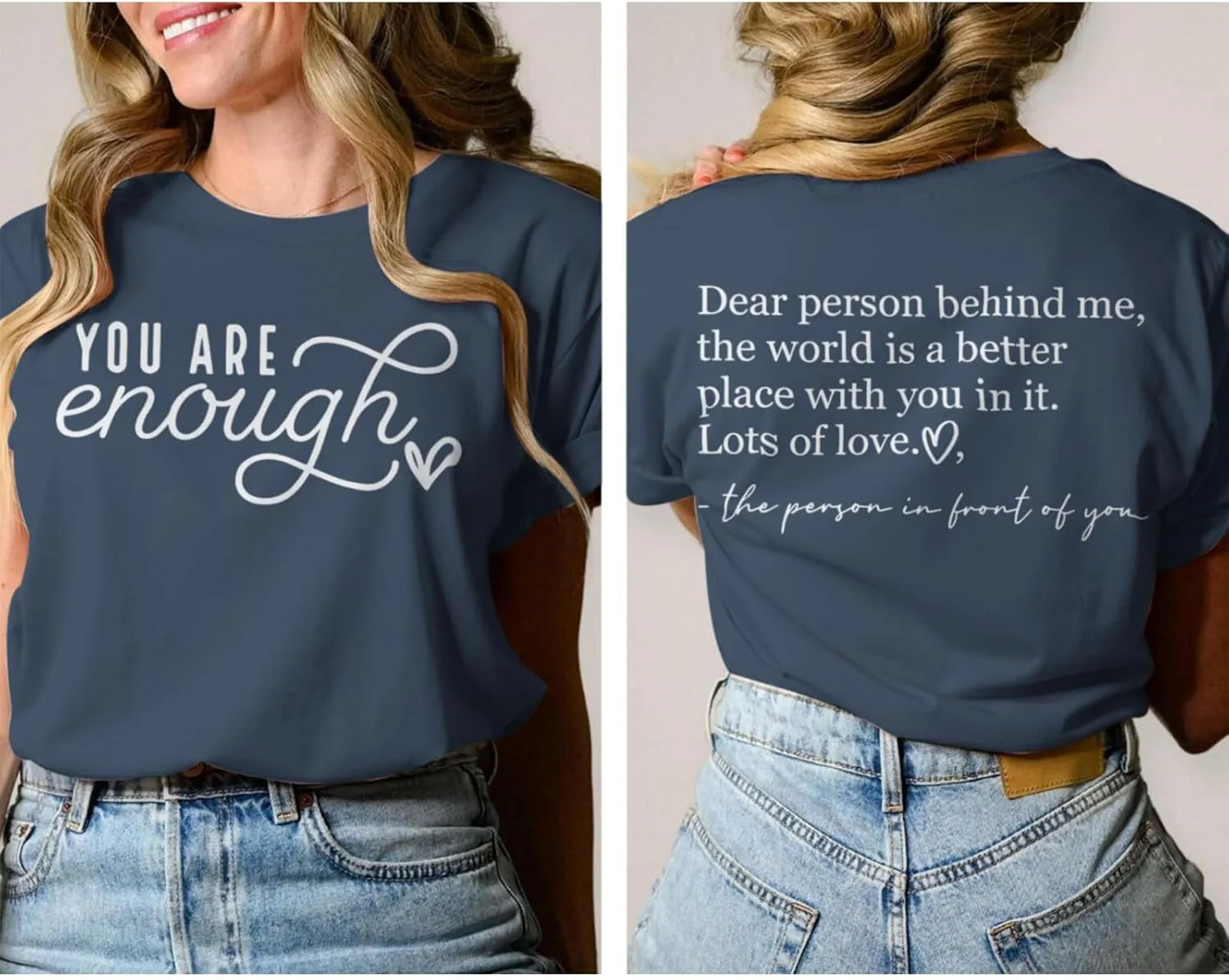 You are Enough Dear Person Behind Me Shirt Women Mental Health Matters Inspirational Tshirts Positive Tees Tops