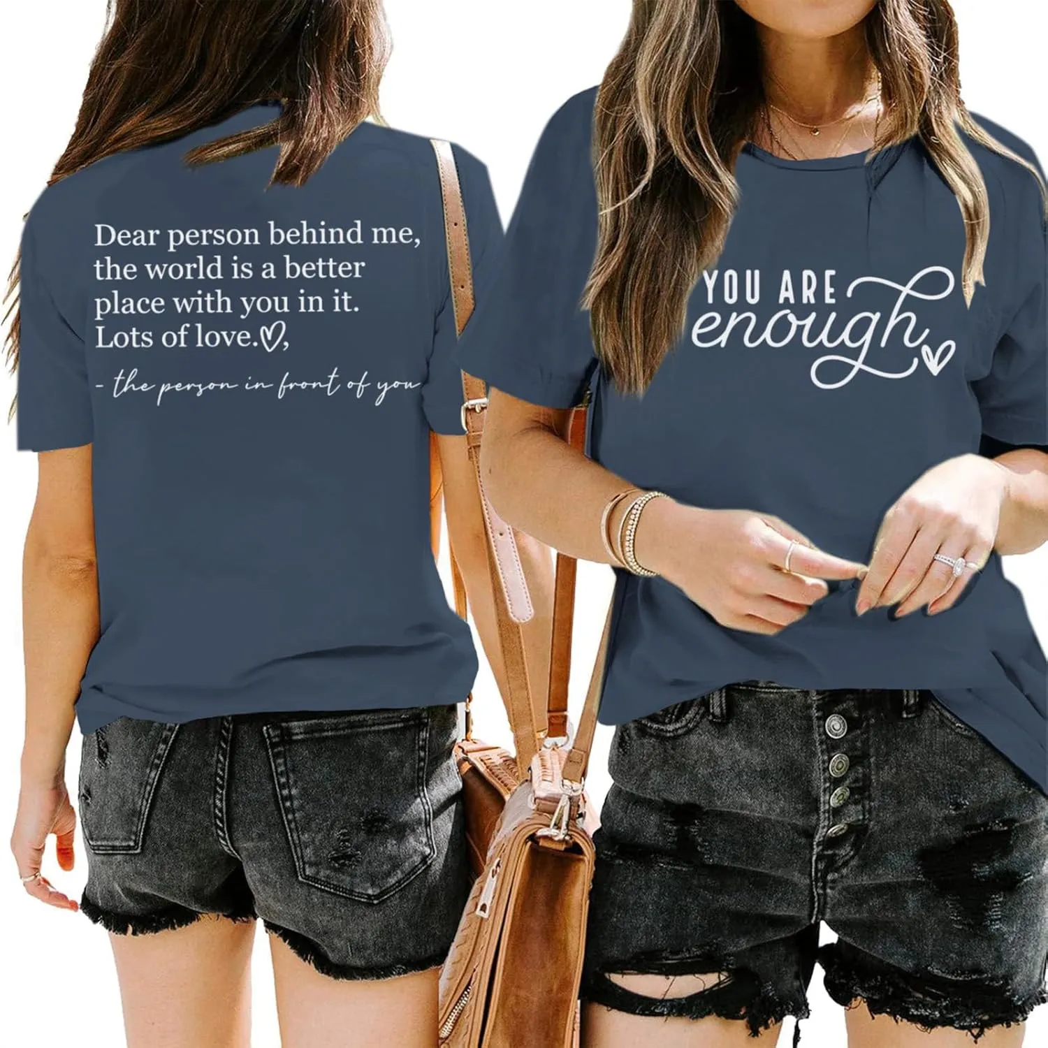You are Enough Dear Person Behind Me Shirt Women Mental Health Matters Inspirational Tshirts Positive Tees Tops